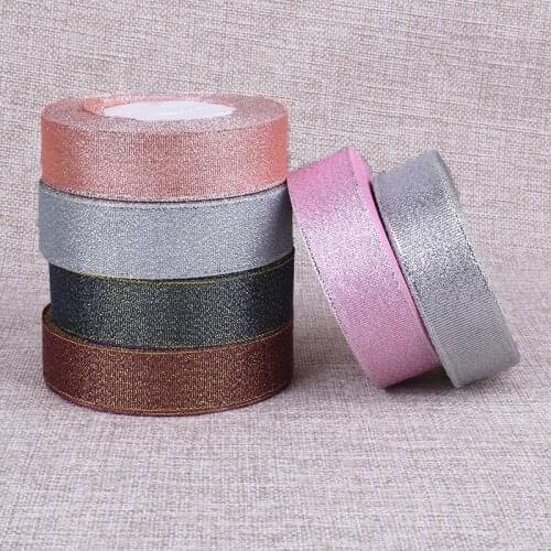 25Yards/roll 20mm Handmade Glitter Ribbon Metallic Luster for Wedding Christmas Invitation Decoration Card Gift Wrapping Ribbon