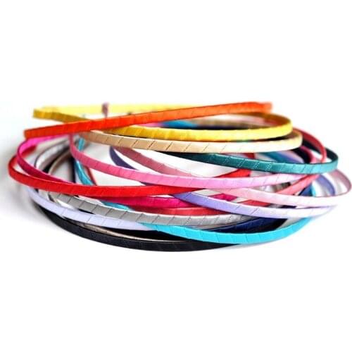 50pcs/lot 5MM Wide Fashion Metal Hard Headbands with Ribbon For Women Satin Hairband Baby Girls Hair Accessories Wholesale DIY