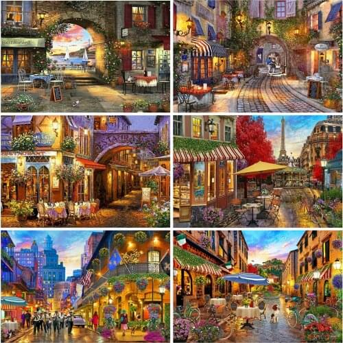 EverShine Diamond Embroidery Landscape Diamond Painting Full Drill Square Street Mosaic Cross Stitch Rhinestone Handmade Hobby