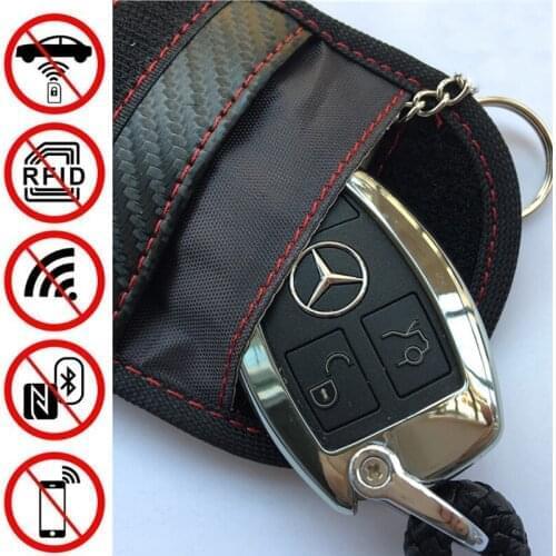 Anti-Theft Keyless Entry Car Key Cover RFID Signal Radiation Blocking Farady Bag Car Key Wallet