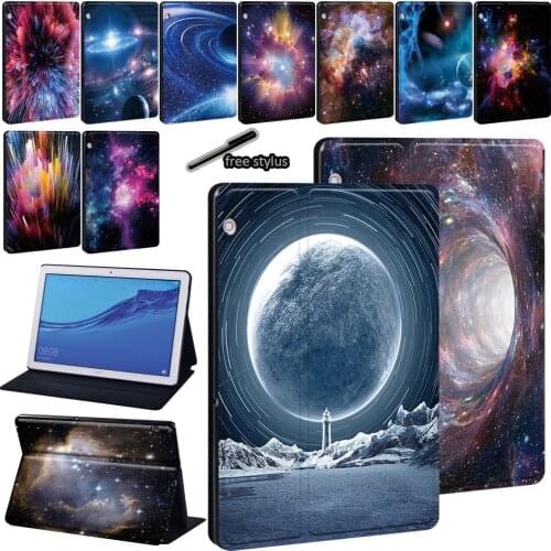 Tablet Case for Huawei MediaPad T3 8/T3 10 9.6"/T5 10 10.1" /M5 Lite 10.1"/M5 10.8" Printing Pattern star space Series Cover