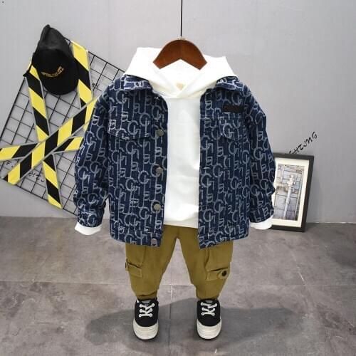 Infant Clothing For Baby Boys Clothes Set Autumn Spring Baby Boys Jeans Wear + Hoodie + Pants Costume Boys Outfits Suit 2-7years