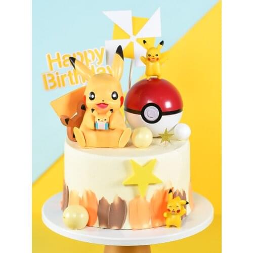 Anime Toys Birthday Party Cake Toppers Decoration For Childrens Collectible Yellow Animals Cake Elves Ball Dolls Baking Supplie