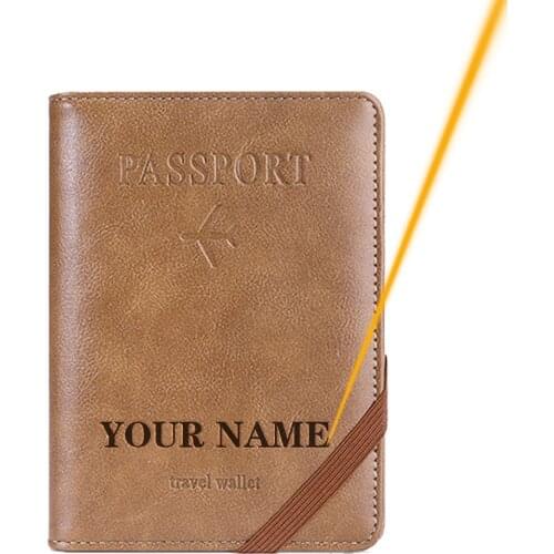 Customized Leather Passport Holder Multi-Function Travel Wallet Women Men Card Holder Case Passport Cover Travel Accessories