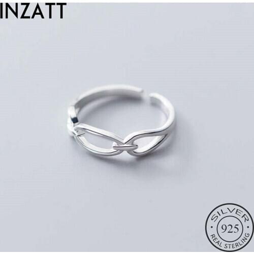 INZATT Real 925 Sterling Silver Hollow Oval Geometric Adjustable Ring For Woman Party Fine Jewelry Minimalist Trendy Accessories