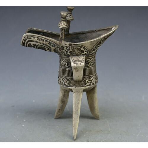 Chinese silver bronze imperial cup, ancient wine glass- wine cup Metal crafts vintage home decoration cups