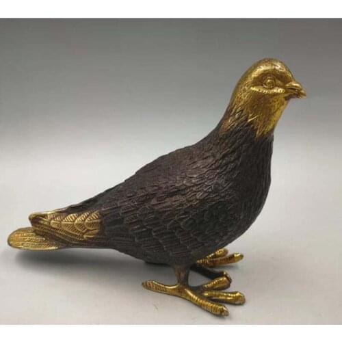 652g Collection archaize brass peace dove crafts statue Office and home decoration