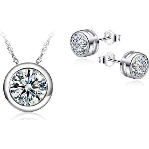 Top Quality Jewelry Sets For Women Accessories Wedding Bridal Pendant CZ Necklace Stud Earrings Set