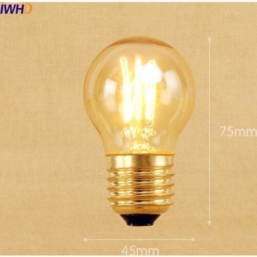 IWHD 2pcs Lampada Edison Bulb 40W Bombilla Vintage Bulb Retro Lamp Edison Incandescent St64 A19 G95 G80 St58 T10 T185