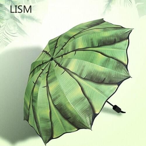 LISM Fashion Banana Leaf Umbrella Rain Women uv Protection Leaf Umbrella For Men Women Windproof Foldable Umbrellas Female YS727