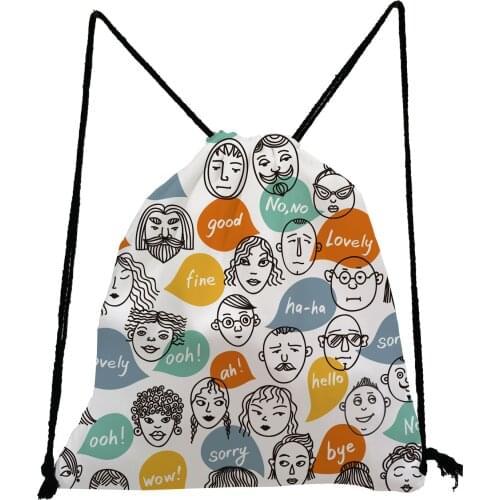 Cartoon Fashion Drawstring Bag 3D Printing Character Drawstring Backpack Chic Daily Casual Girls Knapsack Women Storage Bag
