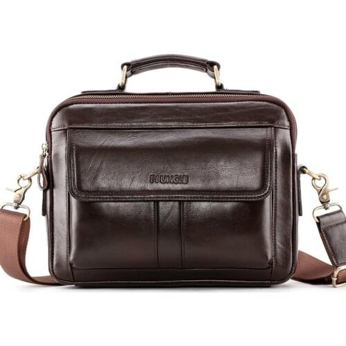 Genuine leather mens handbag multifunctional shoulder messenger bag casual business bag big capacity cowhide leather briefcase