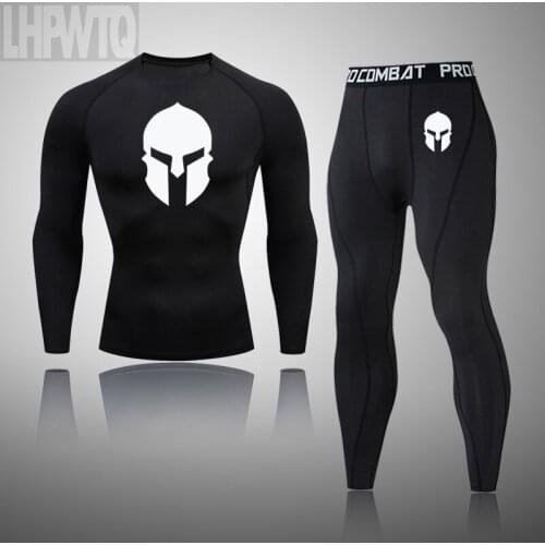 Mens Compression Thermal Underwear Spartan Running Sports Suit Tights Long Johns Clothes Gym Fitness Training Set Tracksuits