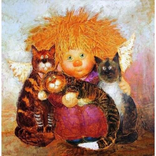 Carton Angel DIY 11CT Embroidery Cross Stitch Kits Craft Needlework Set Cotton Thread Printed Canvas Home Decoration On Sale For