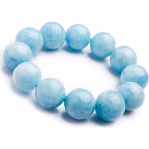 Genuine Natural Blue Aquamarine Bracelet 20mm Women Men Powerful Stretch Crystal Big Round Bead Bracelet Drop Shipping AAAAAA