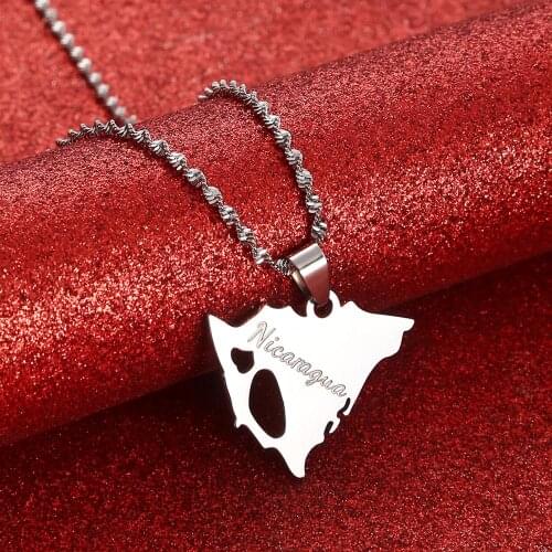 Nicaragua Map Gold Color Charm Pendant Necklaces for Women Jewelry Patriotic Gifts Map of Nicaraguans