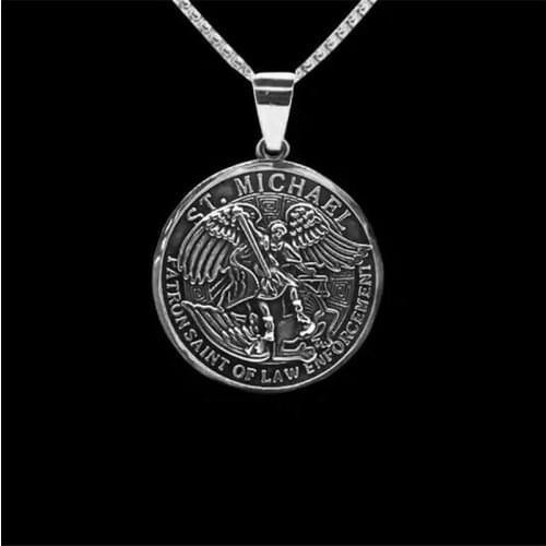 Newest Necklace 316L Stainless Steel Jewelry Punk Style ST. MICHAELS Pendant With Chain