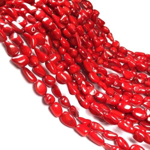 2020 New Ladies DIY Bracelet Necklace Jewellery Bead Exquisite Gift Red Irregular Long Coral Bead Size 8x14mm
