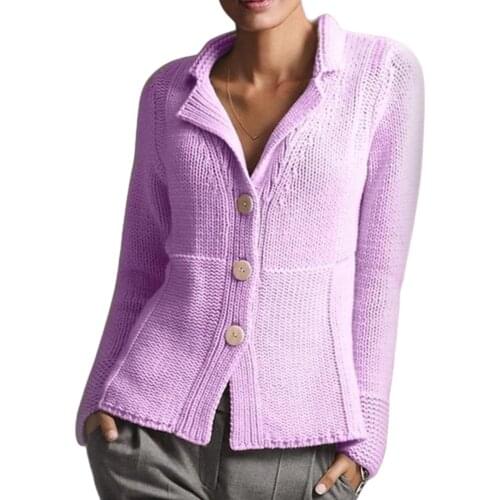 Autumn Winter Knitted Sweater Women Long Sleeve V Neck Button Cardigan Sweater Oversize