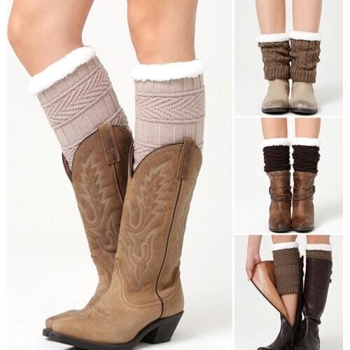 Autumn Winter Women Leg Warmer Knitted Short Boot Cuffs Crochet Boot Socks Wool Warm Knitted Boot Covers Soft Foot Cover Socks