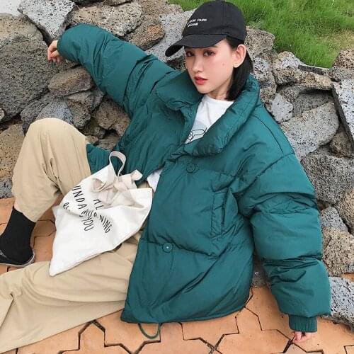 RICORIT Winter Jacket Women Solid Color Stand Collar Down Coat Loose Parkas Korean Female Oversized Jackets Пуховик Женский