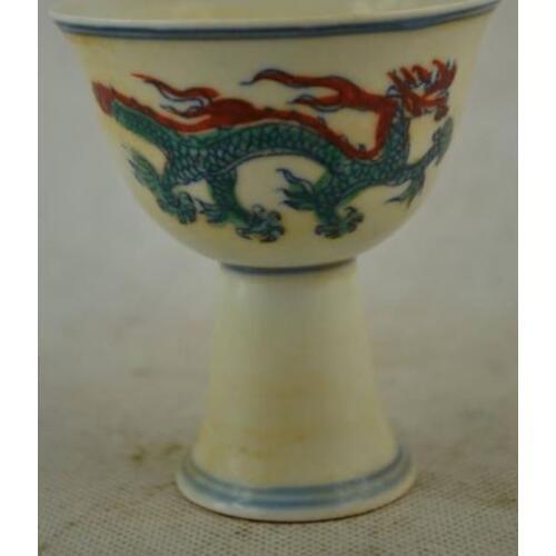 Rare Old collectibles Handwork Ming Dynasty Porcelain Painting Dragon Goblet
