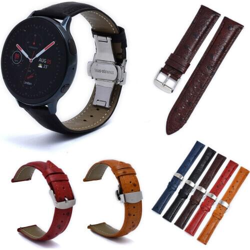 Ostrich Skin Watchbands 18mm 20mm 22mm Women Men Quick Release Strap For Samsung Galaxy Watch 3 Genuine Leather Watch Band