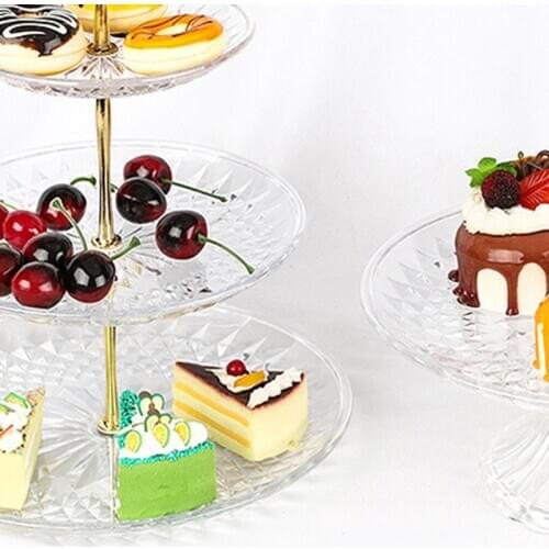 Detachable Cake Stand Transparent 3 Tier Pastry Cupcake Fruit Plate Wedding Home
