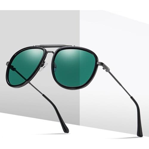 New Arrival Classic Unisex Fashion Good Vision Men Double Bridge Square Metal Young People Polarized Sunglasses JD2006