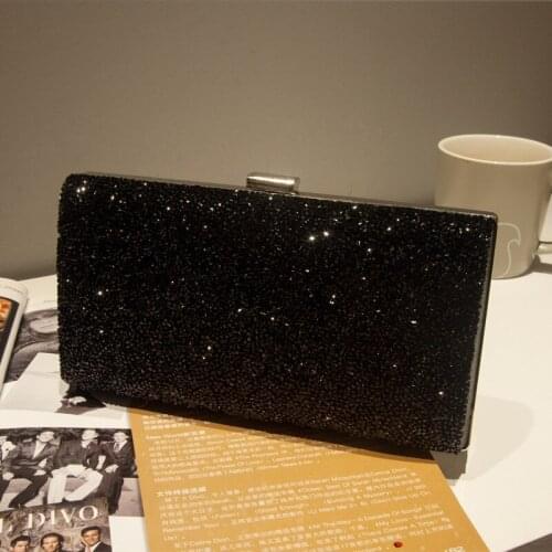 Rhinestone pu dinner bag ladies clutch bag party banquet bag wedding purses evening hard box diagonal female bags woman handbags