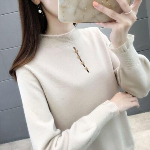 Sweater womens 2021 autumn winter new style inside with knitted backing fashionable foreign style womens top Pullover