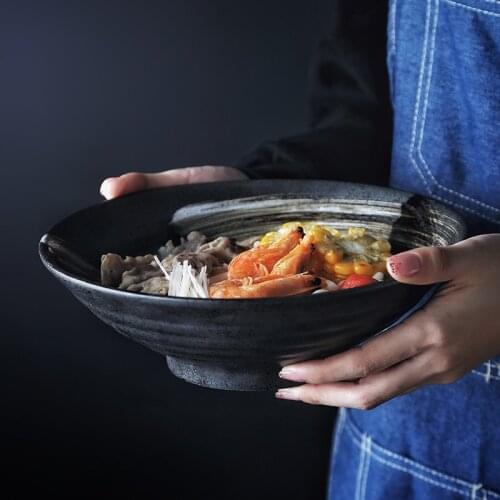 Creative Ceramic Bowl Japanese Style Tableware Large Noodles Bowl Bamboo Hat Bowl Fruit Vegetable Salad Bowl Soup Ramen Bowl