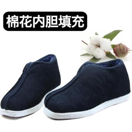 Unisex Kids&adult winter warm handmade cotton nun shaolin monk shoes wushu tai chi sneakers lay shoes kung fu shoes black