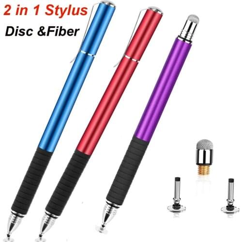 Universal Stylus Pen, 2 in 1 Disc & Fiber Tip Capacitive Touch Screen Drawing Pen for iPad iPhone Samsung Xiaomi Redmi Huawei