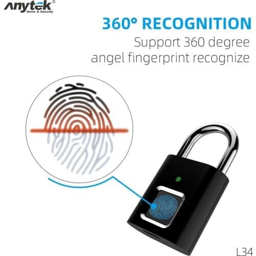 USB Rechargeable Door Lock Fingerprint Smart Padlock Quick Unlock Zinc alloy Metal Self Developing Chip Mini Door Luggage finger