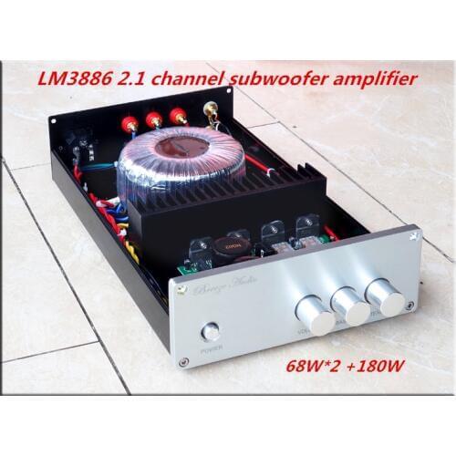 KYYSLB HiFi LM3886 2.1 channel 68W *2+180W*1 Subwoofer Power Amplifier 190*70*311MM Bluetooth amplifier 4.2