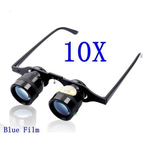 BIJIA 10X Magnifying Binocular 10*34mm Blue Film HD Telescope Magnifier Football Opera Fishing Optics Lens Loupe Glasses