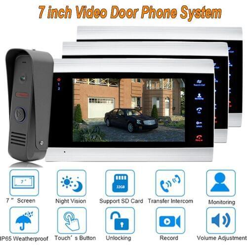 Best Video Door Phone VDP with clear sound and picture with intercom systems ip65 Rainproof 1 camera 3 monitors