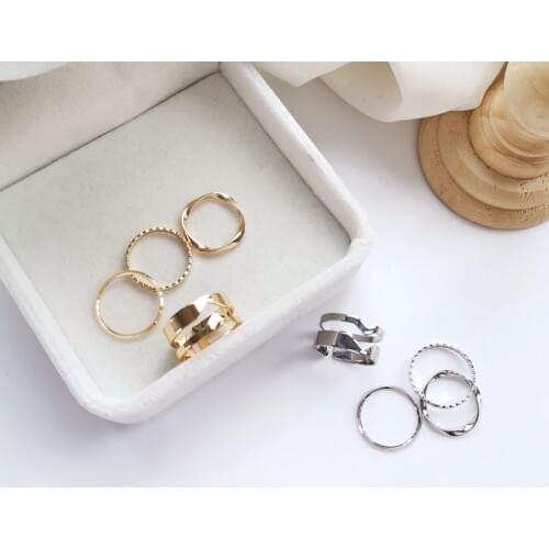 XIALUOKE Hip Hop Rock Metal Geometry Double Ring Set For Women New Punk Openings Adjustable Rings Jewelry Accessories Gift