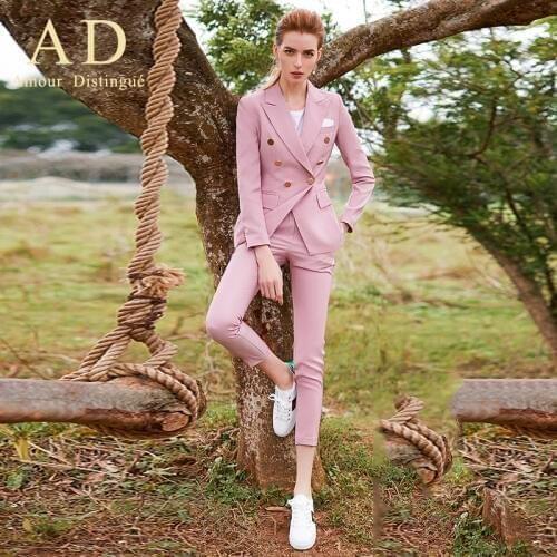 Women s office suits set professional female business lady suit plus size pink blazer pant designer tailor made 2019 free ship