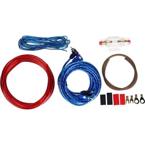1 Set Car Audio Connected 8-10 Gauge Amp Wire Wiring Amplifier Subwoofer Speaker Installation Kit Power Cable Fuse Holder