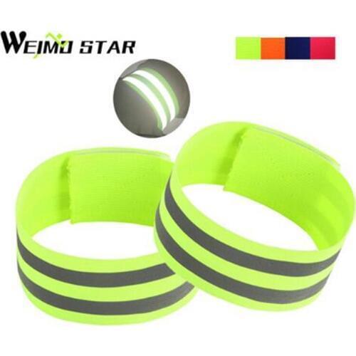 Weimostar 1 Pair Cycling Bands Reflective Strip Warning Bike Safety Tape Outdoor Bicycle Bind Pants Band Leg Strap Wristband