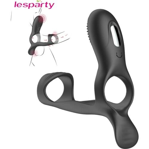 10 Modes Male Penis Rings Vibrator Dildo Sex Toys for Men Masturbator Clitoral Scrotum Massager Male Chastity Testicle Vibrators