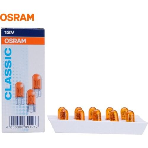 10pcs OSRAM T10 2827 Amber 12V 5W W5W Yellow Line 2300K Interior Light Turn Signal Lamps OEM Car Halogen Bulbs