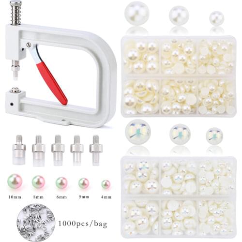 2 Box Handmade Beads Half Pearl Rivet Buttons Machine DIY Clothing Tool Pearl Rivet Buttons for Best Decoration
