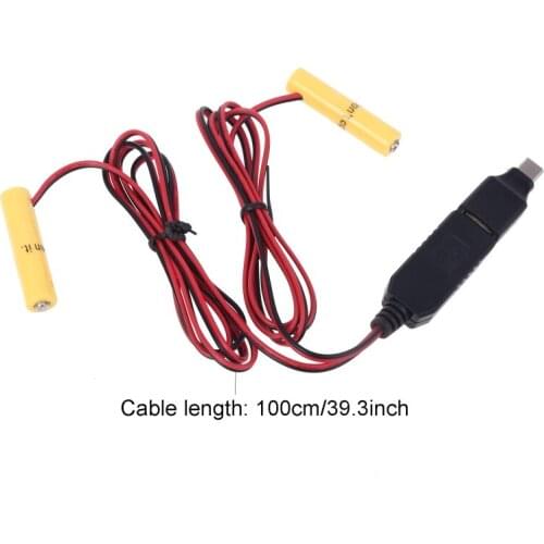 2in1 USB or Type C to Dual LR03 AAA Battery Eliminator Power Supply Cable Replace 1-4pcs AAA Battery For Toy LED Light E56B