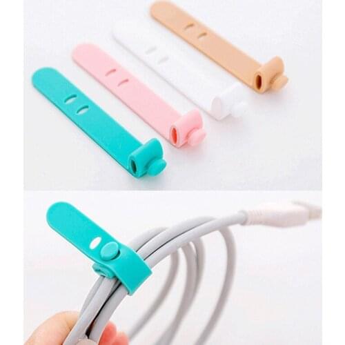 4Pcs Silicone Cable Organizer USB Data Wrap Cord Winder Wire Protector Holder Office Stationary Desk Set Accessories