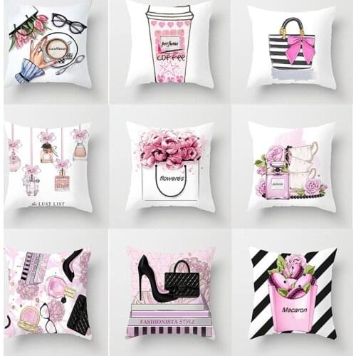 45cm*45cm Hand painted flowers and perfume bottles super soft cushion cover and sofa pillow case Home decorative pillow cover