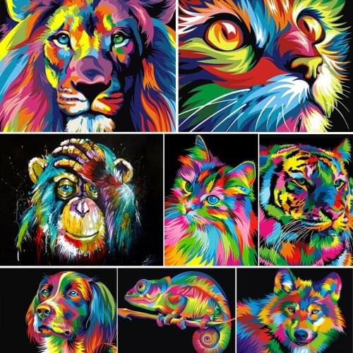 DIY 5D Diamond Painting Animal Lion Cat Cross Stitch Kit Full Drill Embroidery Mosaic Art Picture of Rhinestones Home Decor Gift