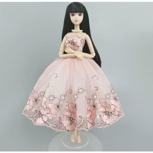 Floral Ballet Dress For Barbie Doll Dancing Sleeveless 3-layer Skirt Rhinestone Party Gown Clothes Outfit For 1/6 Doll Accessory
